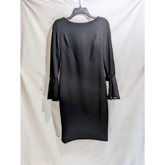 Calvin Klein Black Sheath Dress Bell Sleeves Size 8 NWT - Picture 1 of 8